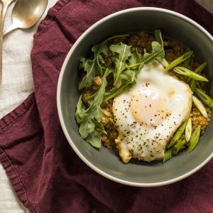 Savory Oatmeal with Baked Eggs