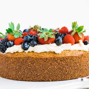 Gluten Free Polenta Cake with Fresh Berries and Buttercream