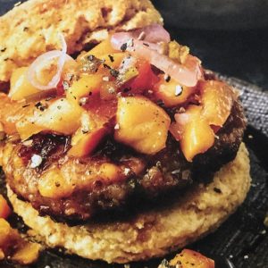 Black Pepper-Thyme Biscuits with Sausage and Ginger Peach Relish